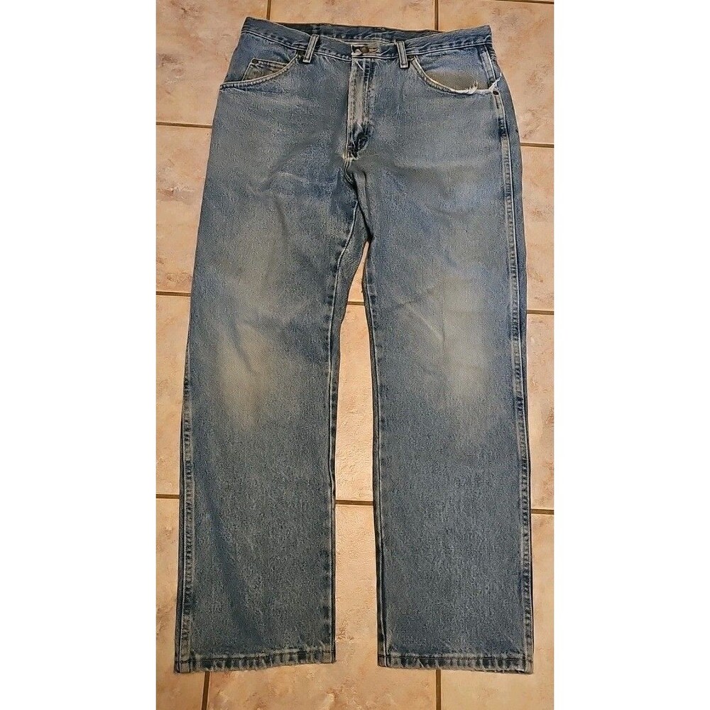 Wrangler Jeans Mens 36x30 Blue Heavy Denim Medium Wash Workwear 96501DS
